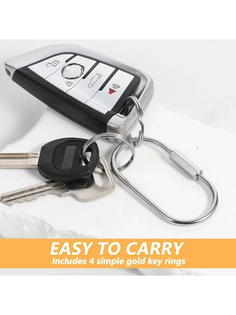 16 Pcs Locking Carabiners & Key Rings - Durable Screw Lock Keychain Set